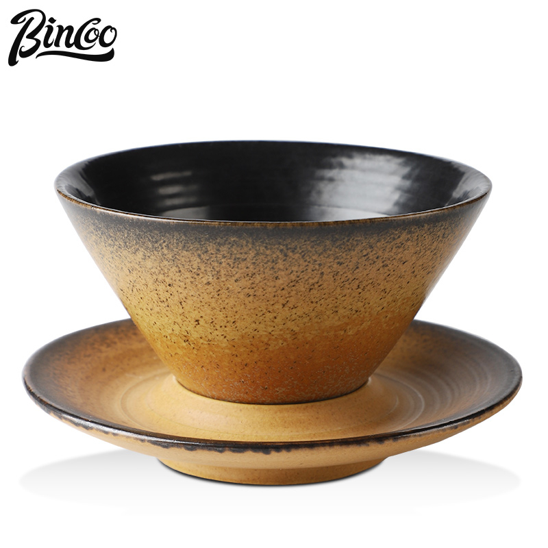 BINCOO 創意咖啡杯子 馬克杯 復古咖啡杯碟 拿鐵拉花杯 陶瓷品鑒杯 150ML