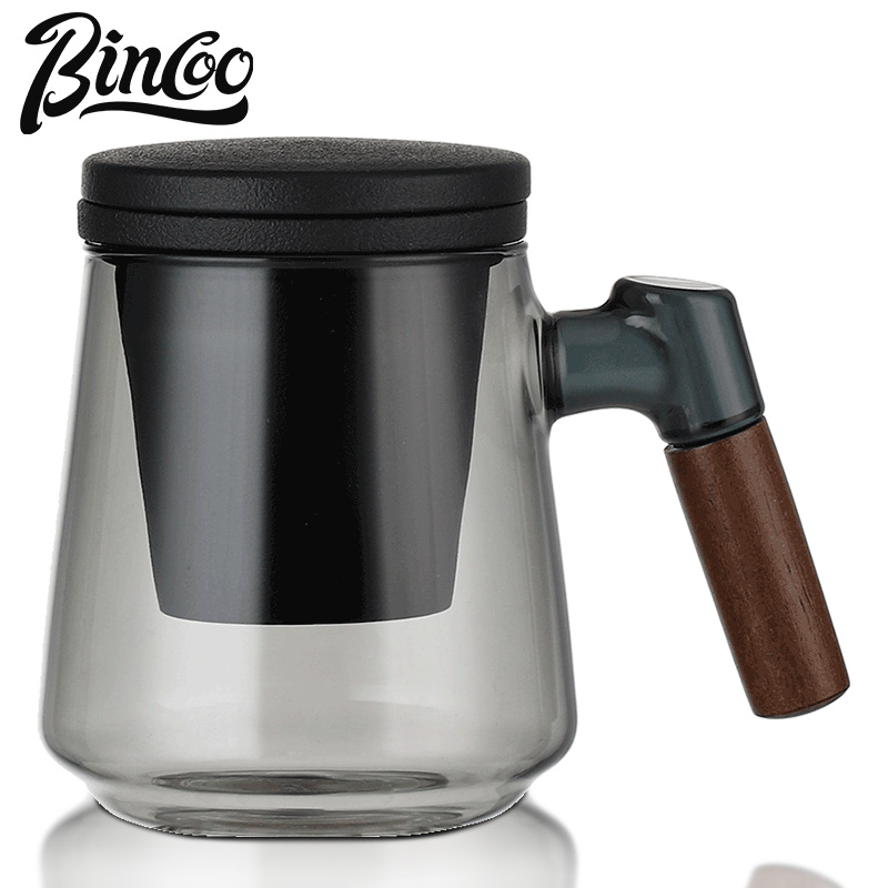 BINCOO 茶杯 茶具 個人專用喝茶杯子 單個茶水分離玻璃水杯 辦公室泡茶杯 500ml