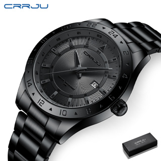 Crrju 新款男士手錶時尚發光商務運動仿真石英不銹鋼防水 5007