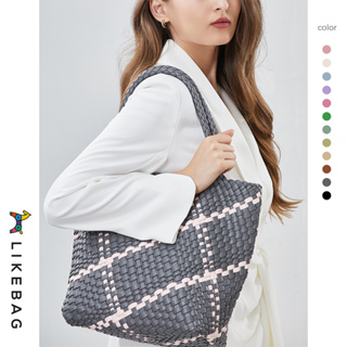 Likebag2023新款時尚編織袋尼龍大容量手提袋編織袋