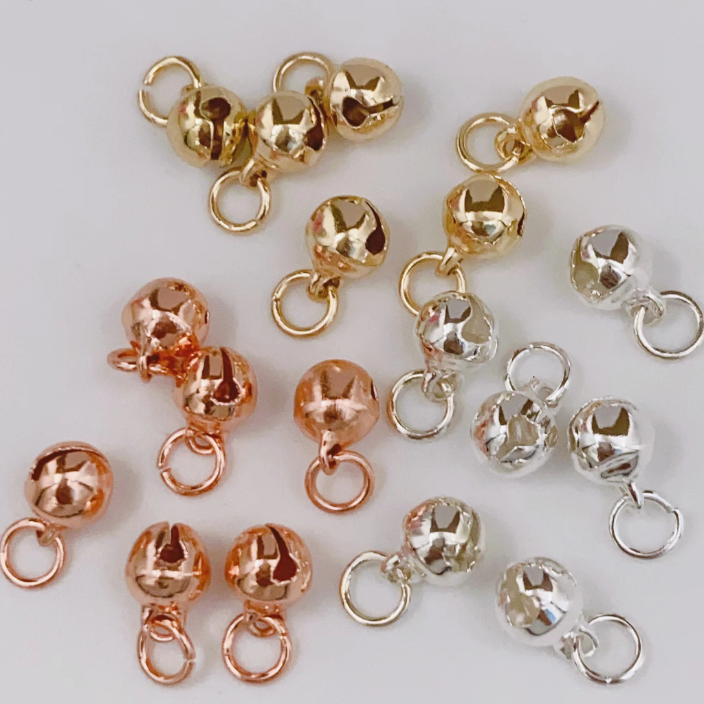 AG00012 【14K包金配件】14K包金保色鈴鐺吊墜 帶圈球形手鍊吊飾材料 diy手工項鍊飾品配件