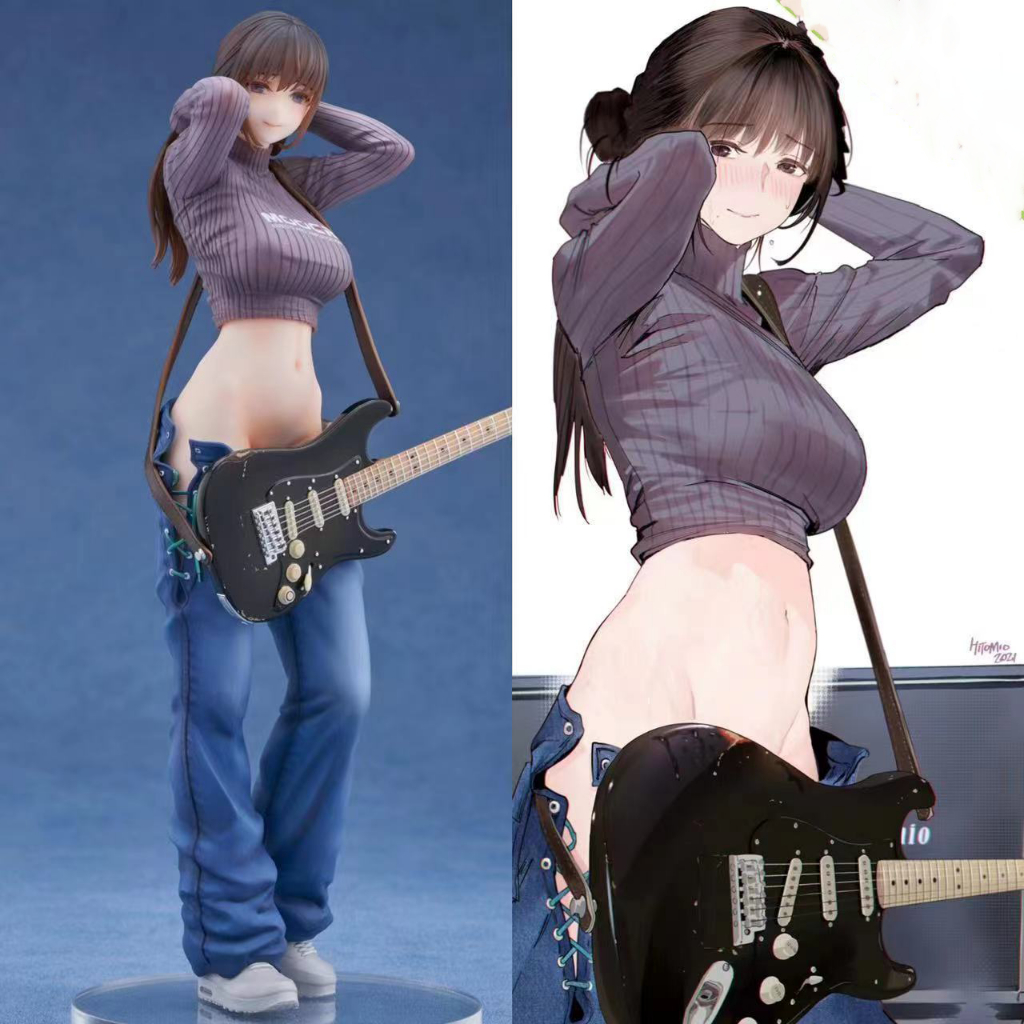 Hitomio拾六原畫 Lovely吉他妹妹公仔模型擺件 二次元性感美女動漫公仔 吉他女孩桌面擺件