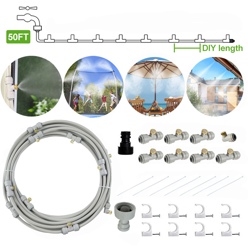 15m DIY 戶外霧化器花園噴霧器噴霧冷卻系統冷卻水噴霧器系統噴霧套件用於露台溫室