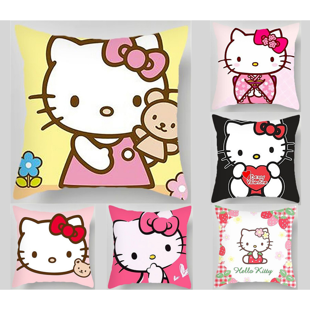 Hello Kitty 枕套 70x70.60x60.50x50.45x45.40x40。兒童房裝飾沙發靠墊套。方形床上