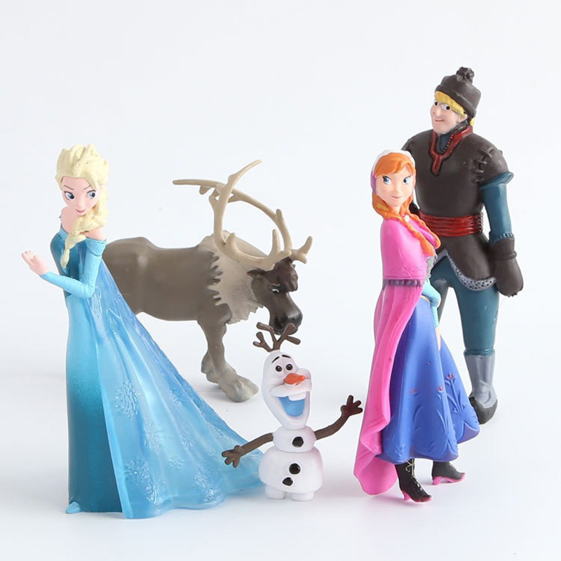 5款/套 5-11cm 迪士尼公主 冰雪奇緣 艾莎 安娜 雪寶 馴鹿 Q版蛋糕裝飾公仔人偶模型玩具娃娃手辦擺件禮物