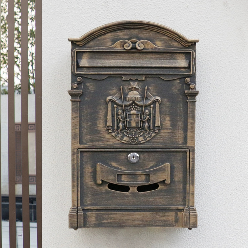 金屬壁掛式郵箱可鎖復古戶外防水信箱別墅花園門壁掛小齒輪箱