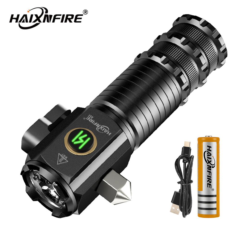 Haixnfire X51野營應急手電筒USB充電泛光燈戶外救援燈迷你家用燈籠聖誕禮物包裝