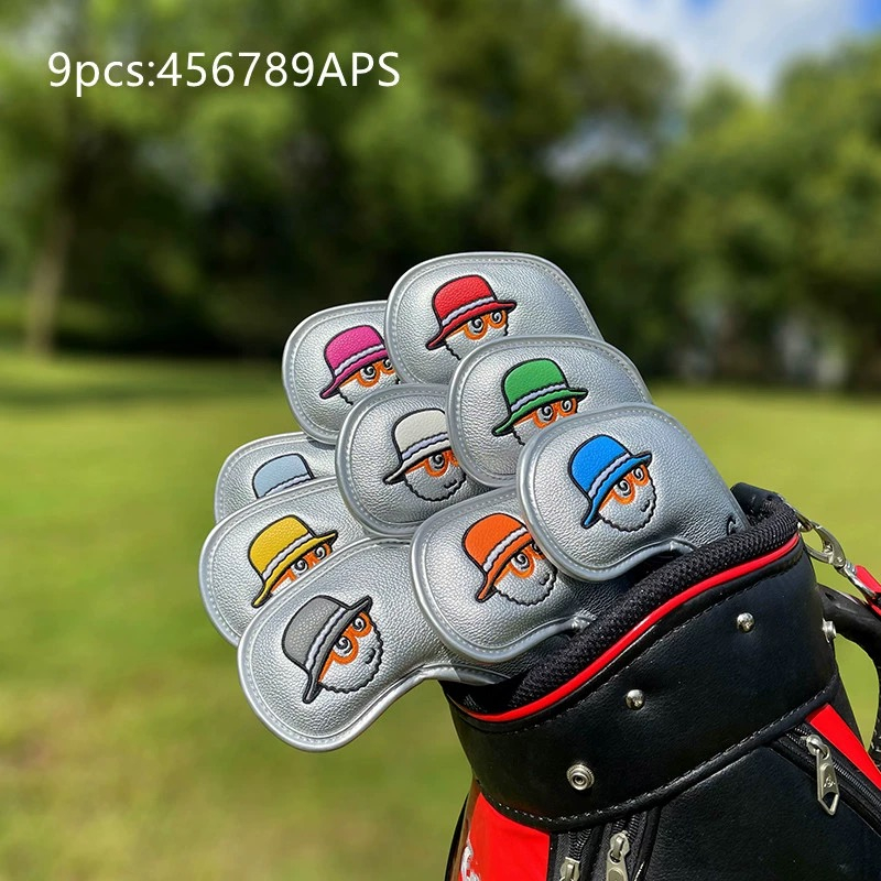韓版高爾夫球鐵桿套 golf保護套球頭套 PU杆頭套男女通用鐵桿套 9個裝 golf head cover