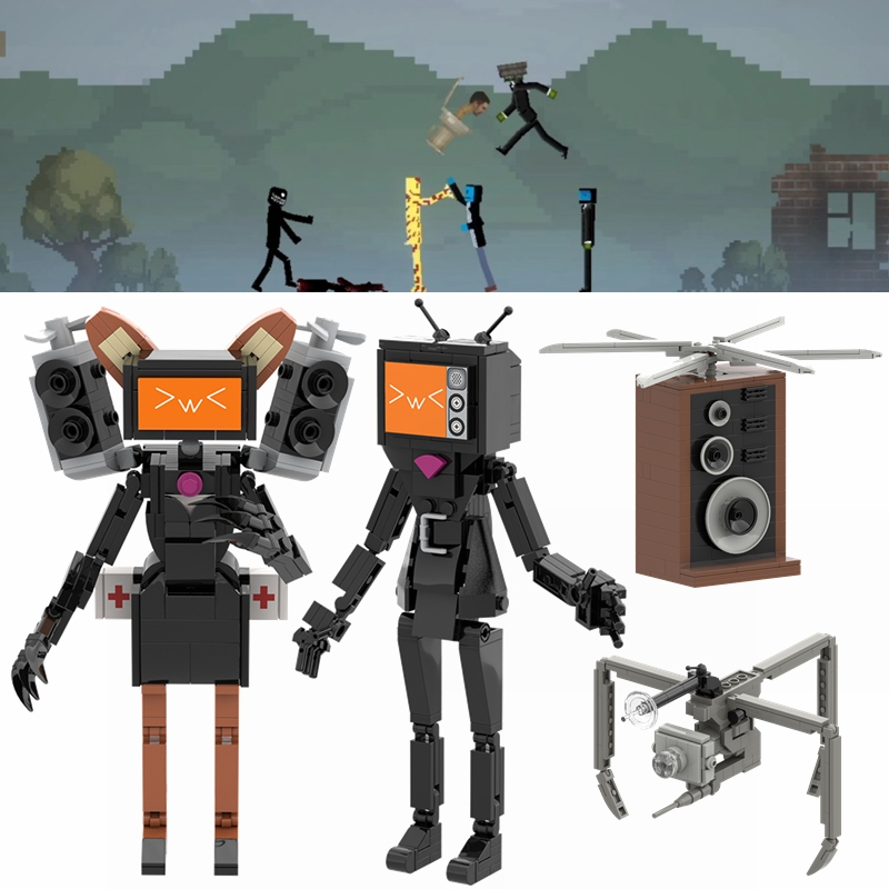 樂高馬桶人VS監控人積木泰坦女性機器人模型泰坦積木MOC蜘蛛監視器玩具男孩禮物