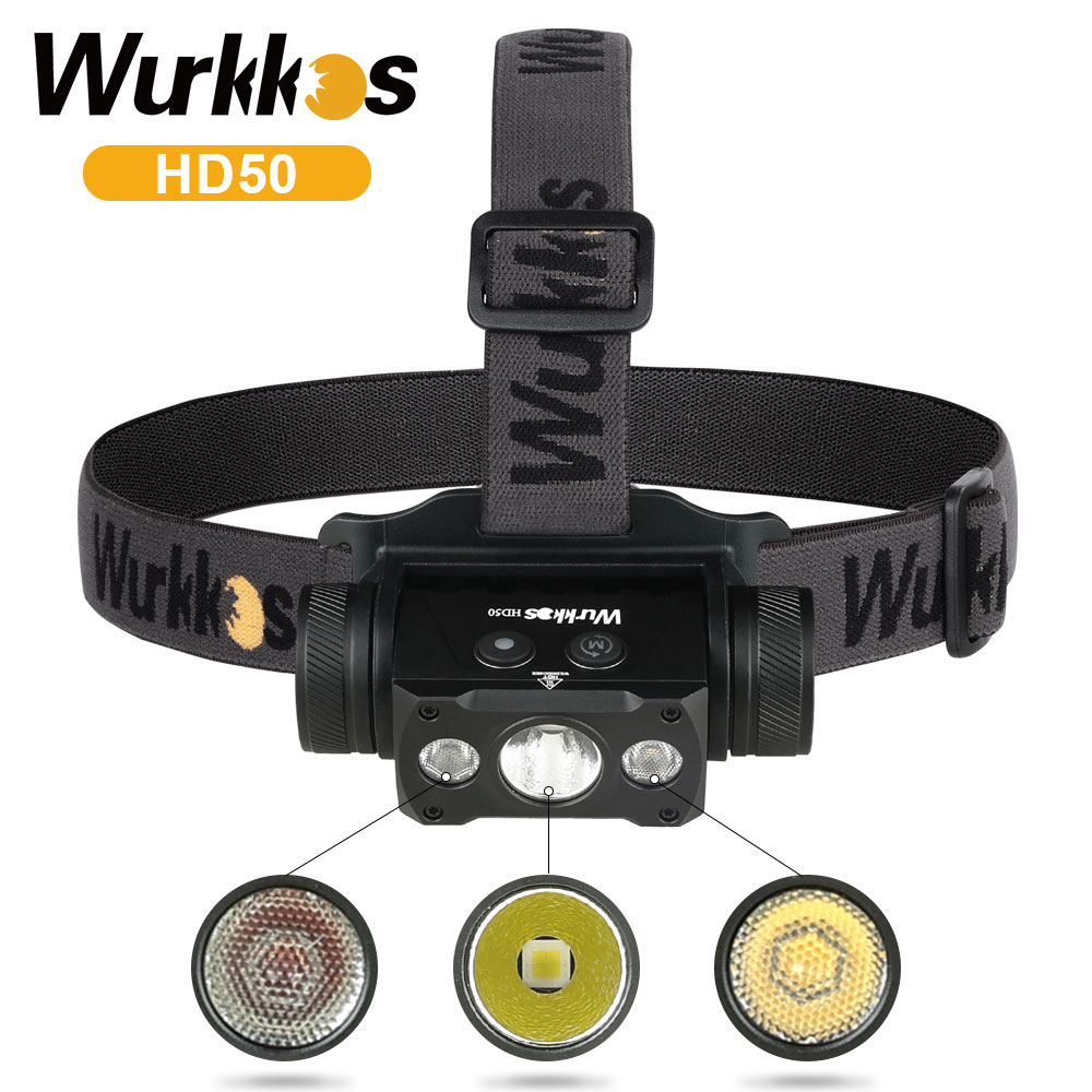 Wurkkos HD50頭燈2A可充電21700頭燈4000lm XHP50D+LH351D+660nm紅燈工具燈野營燈