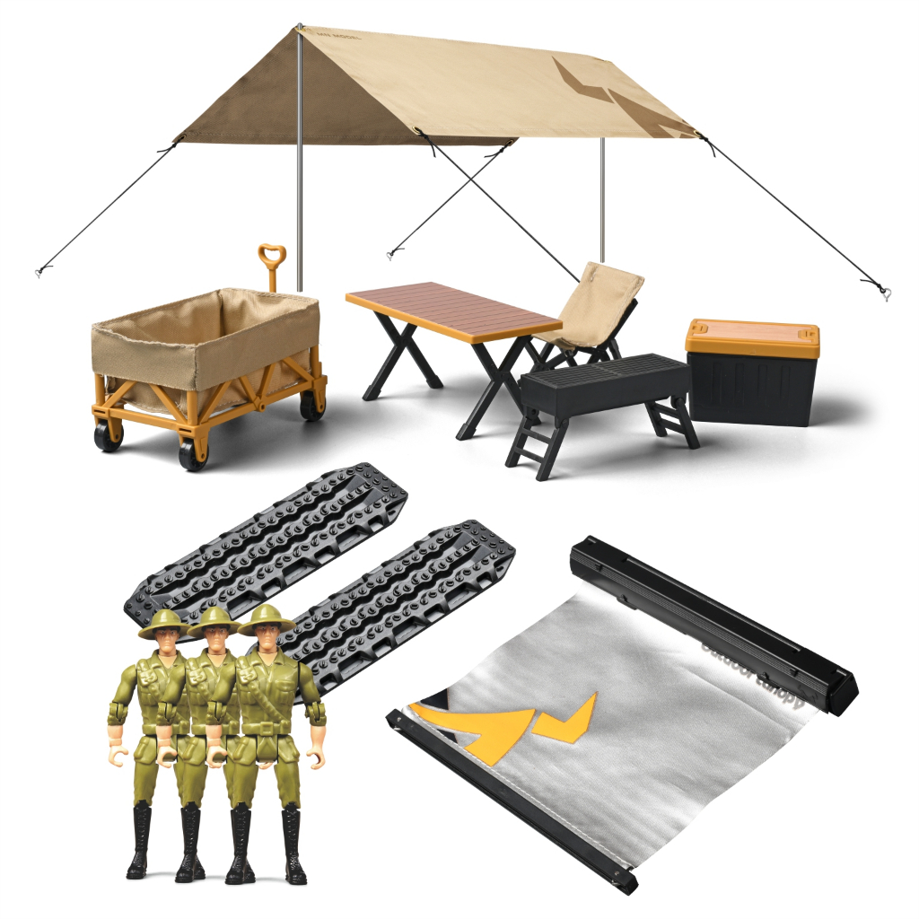 Mn85k 仿真側遮陽篷野營帳篷沙梯推車桌椅裝飾適用於 1/12 遙控車 MN D90 MN98 MN99S MN86