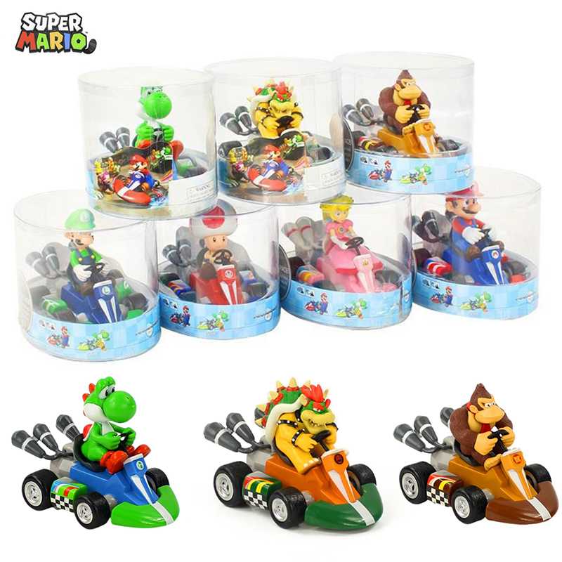 任天堂超級瑪麗 Super Mario 馬里奧路易基碧奇公主耀西蘑菇大猩猩庫巴迴力車卡丁賽車手辦擺件公仔玩具禮物汽車裝飾