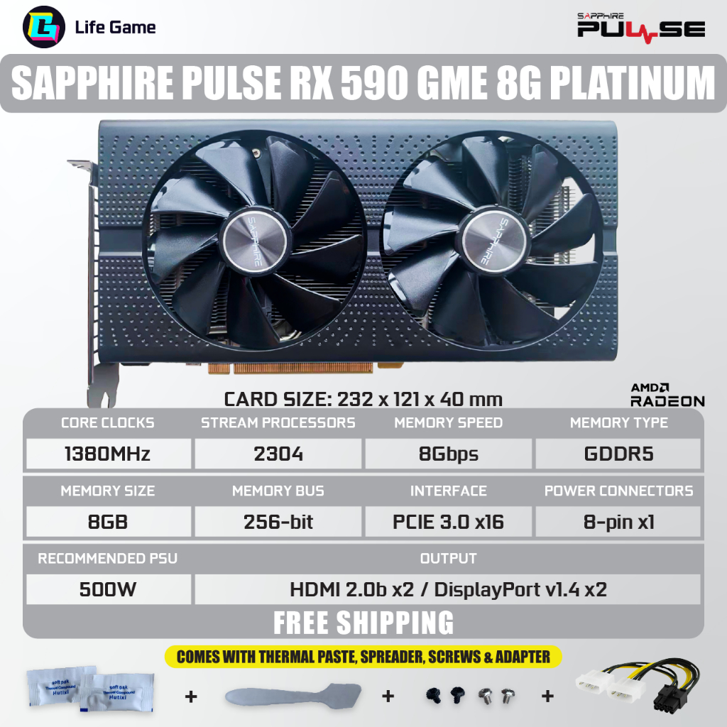 二手藍寶石 RX 590 PULSE RX590 GME 2304sp 8G 8GB D5 雙風扇 AMD 顯卡顯卡 G