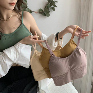 【LAM】新款吊帶針織 Bra背心美背運動內衣女生內衣 有胸墊無鋼圈 短版上衣小可愛無袖t恤可內搭 健身內衣吸溼排汗5.