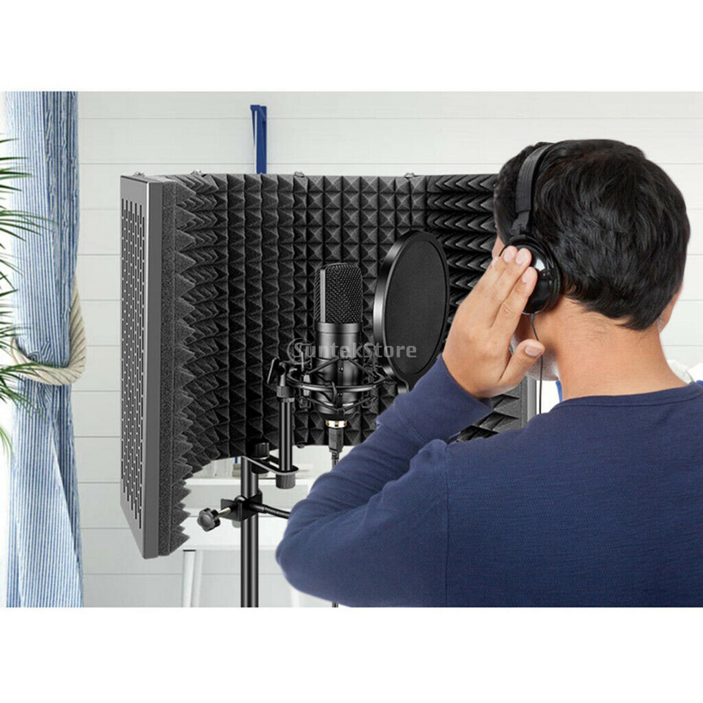 2021新 五門話麥克風防風罩錄音棚 隔音罩 可折疊 筒隔音屏降噪板防噴網