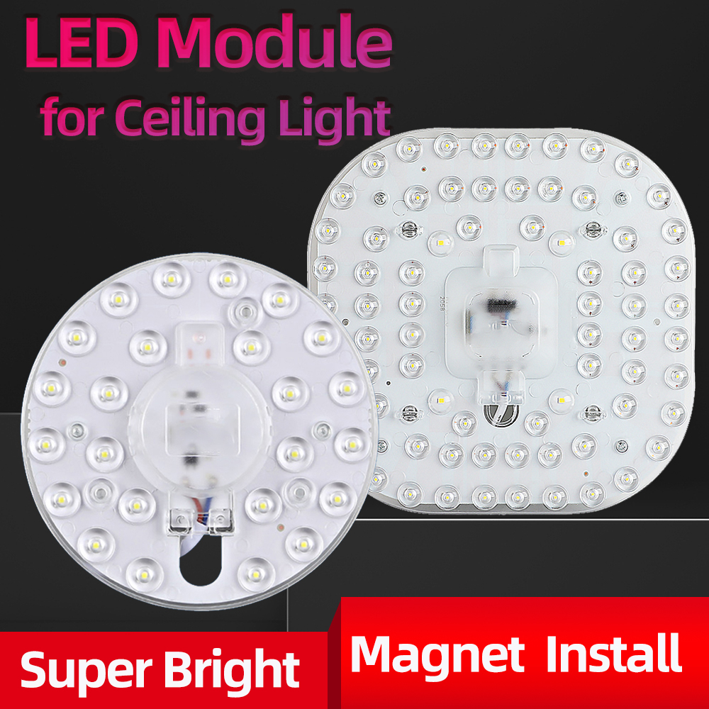 Led 吸頂燈更換(免費連接器)圓形方形燈磁鐵模塊 Led 燈 12W 18W 24W 36W 48W 72W 用於客廳