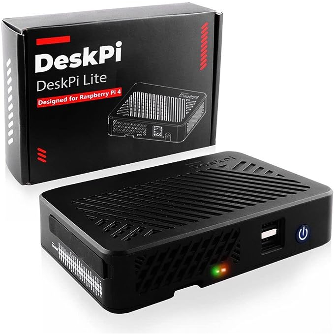52pi DeskPi Lite Raspberry Pi 4 機箱,帶電源按鈕/散熱器,帶 PWM 風扇/雙全尺寸 H