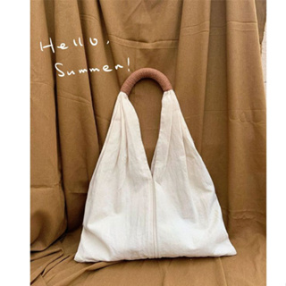 【LY】日系簡約帆布包褶皺購物袋大容量學生托特包帆布手提包百搭斜背包