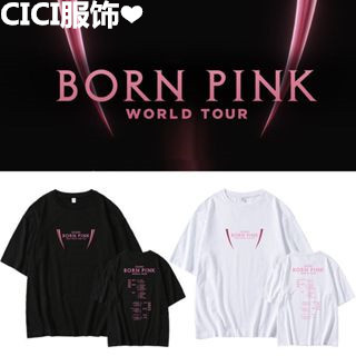 ❤CICI❤BLACKPINK巡迴演唱會BORN PINK周邊同款短袖 T恤 打底衫 純棉衣服 短袖上衣 大尺碼