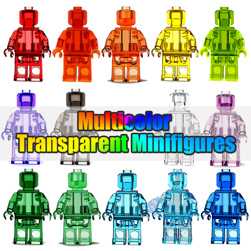 多色透明人偶積木玩具 兼容樂高 彩虹人仔 透明積木公仔 桌面藝術裝飾擺件積木人仔系列