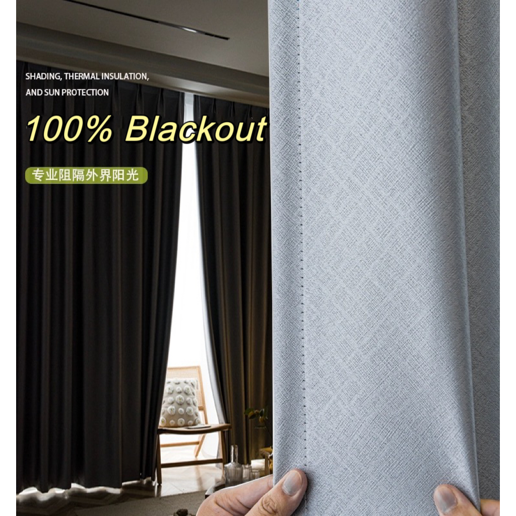 99% 遮光窗簾窗簾 100% Langsir 推拉門窗簾適用於客廳臥室酒店質量/柔軟/厚窗簾/UV 塊