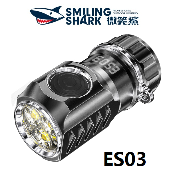 微笑鯊正品 ES03 迷你戰術手電筒Led SST20強光爆亮小手電3燈珠18350 usb可充電家用應急戶外口袋便攜