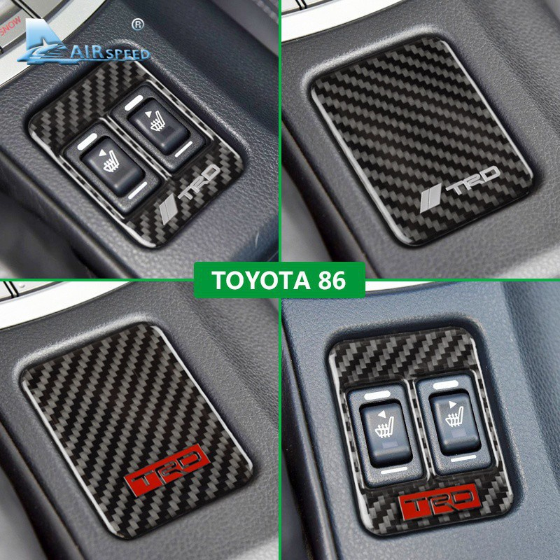 適用 速霸陸 Subaru BRZ 豐田 Toyota GT86  碳纖維 TRD 汽車座椅加熱控制板裝飾貼片 碳纖內飾