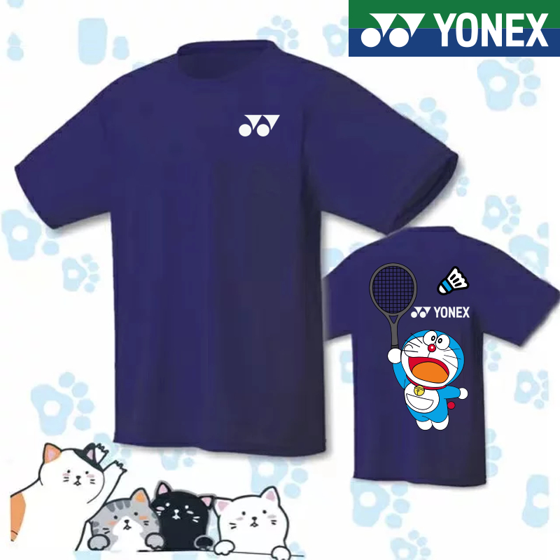 Yonex羽毛球新款球衣比賽男女t恤運動上衣短袖情侶文化衫青少年運動跑步tr衫比賽訓練上衣