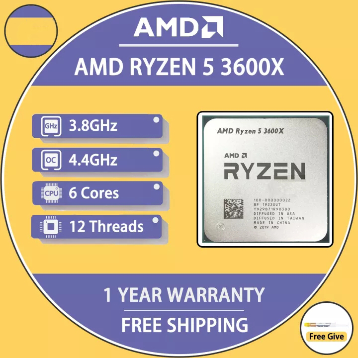 AMD 銳龍 5 3600X R5 3600X 3.8 GHz 六核十二線程 CPU 處理器 7NM 95W L3=32