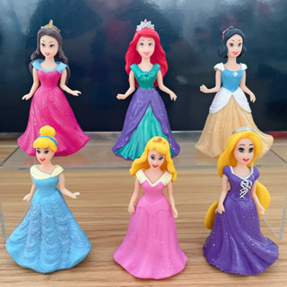6 件/套 9 厘米迪士尼公主娃娃模型玩具白雪公主愛麗兒可愛卡通娃娃擺件禮物 Q 版公仔 Pvc 模型娃娃玩具