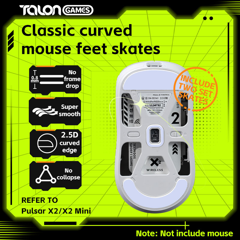 2 套TALONGAMES 滑鼠貼 定制彎曲邊緣鼠標溜冰鞋適用於 Pulsar X2 / X2 迷你鼠標 鼠腳貼