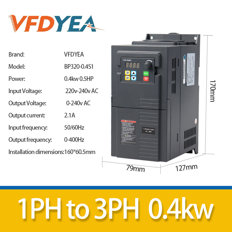 用於電機速度控制器的 220V 單相到 3 相變頻驅動器 VFD 逆變器
