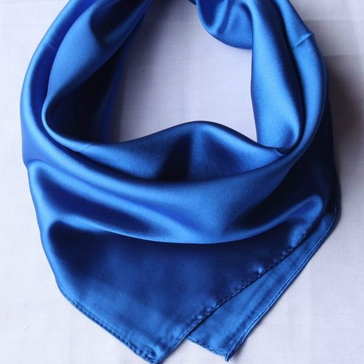 【客製化】【絲巾】可印LOGO 單色 素色 仿真絲 小絲巾 酒店 空姐 銀行 表演 活動 寶藍色 小方巾