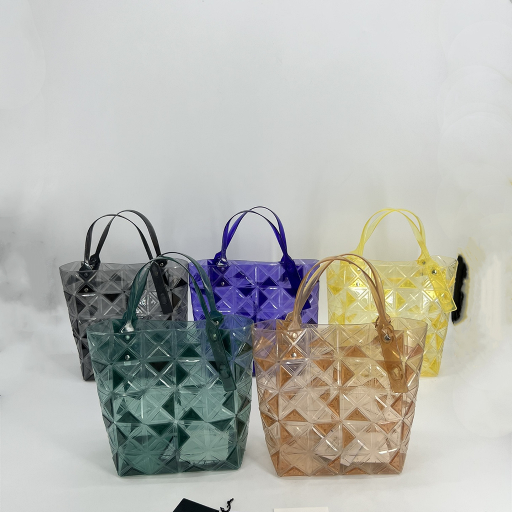 三宅日本BAOBAO同款菱格幾何透明果凍包拼接水晶果凍包mini包菜籃子