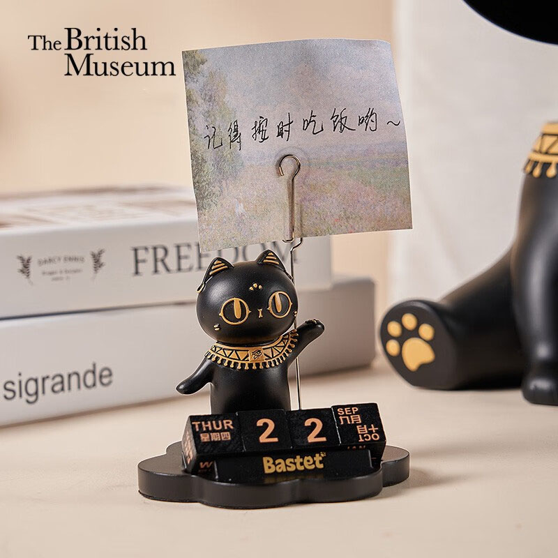 大英博物館裝飾擺件安德森貓萌貓日曆便籤夾桌面小擺件禮物~Oz