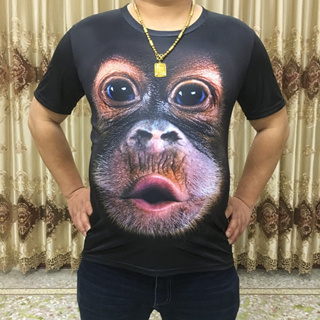 搞笑大猩猩短袖T桖男夏季個性惡搞3D動物猴子短t恤大尺碼衣服短袖上衣