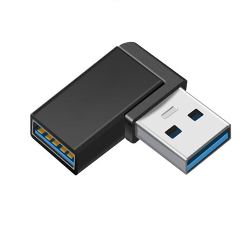 筆電桌機USB3.0彎頭轉換器 扁平直角90度 電腦周邊擴展延長頭 金屬殼 5Gpbs數據傳輸