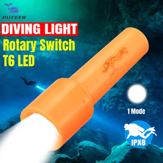 全新橙色 T6 LED 潛水手電筒手電筒 800 流明 IPX8 水下 30m 用於魚叉捕魚夜釣水肺潛水