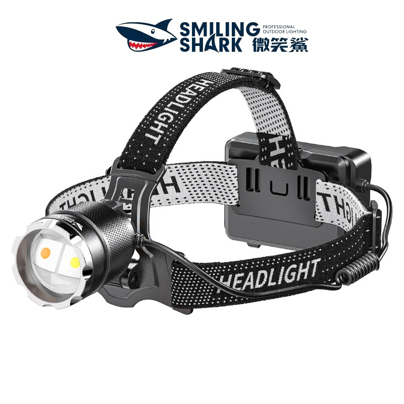 微笑鯊正品 TD8021強光頭燈 M80 10000LM Led頭燈白黃光 帶電顯感應6檔 USB充電變焦登山露營照明