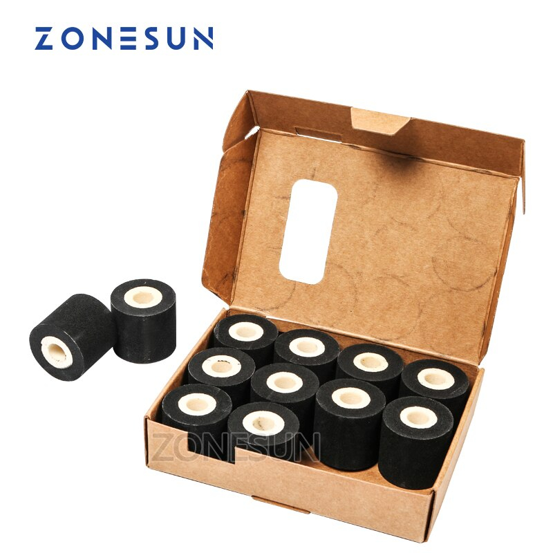 Zonesun 黑色墨卷配件 MY-380F 日期打碼器備件燙金打印機節能優質 12/24/36 卷/盒