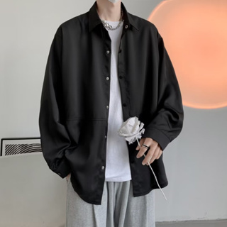 日系cityboy長袖襯衫男 M-2XL 四色入 春秋季新款襯衫男 痞帥素色長袖襯衫男 ins港風復古襯衫外套男 素色古