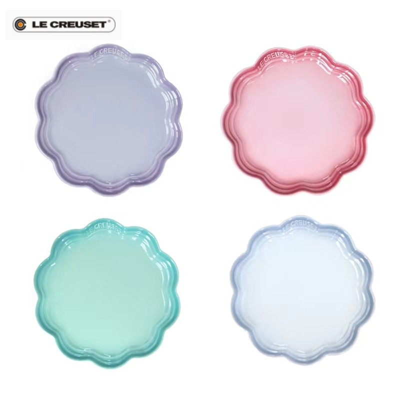 酷彩法廚 Le CREUSET 法式創意蕾絲碗、盤子和碟子櫻花形盤子,馬卡龍色