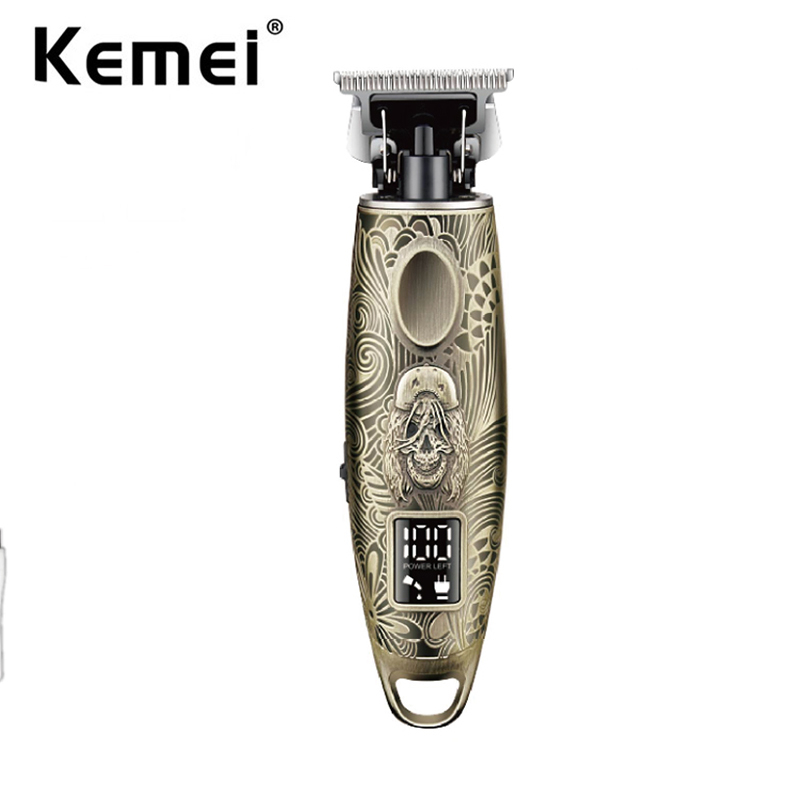 Kemei 無繩零間隙修剪器可充電電動理髮器理髮器男士完成理髮機磨邊輪廓