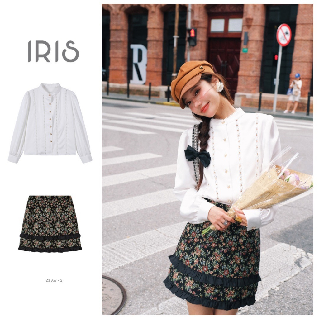 IRIS BOUTIQUE 泰國製造 小眾設計品牌 時光碎片套裝 襯衫 茶卡鹽湖半身裙