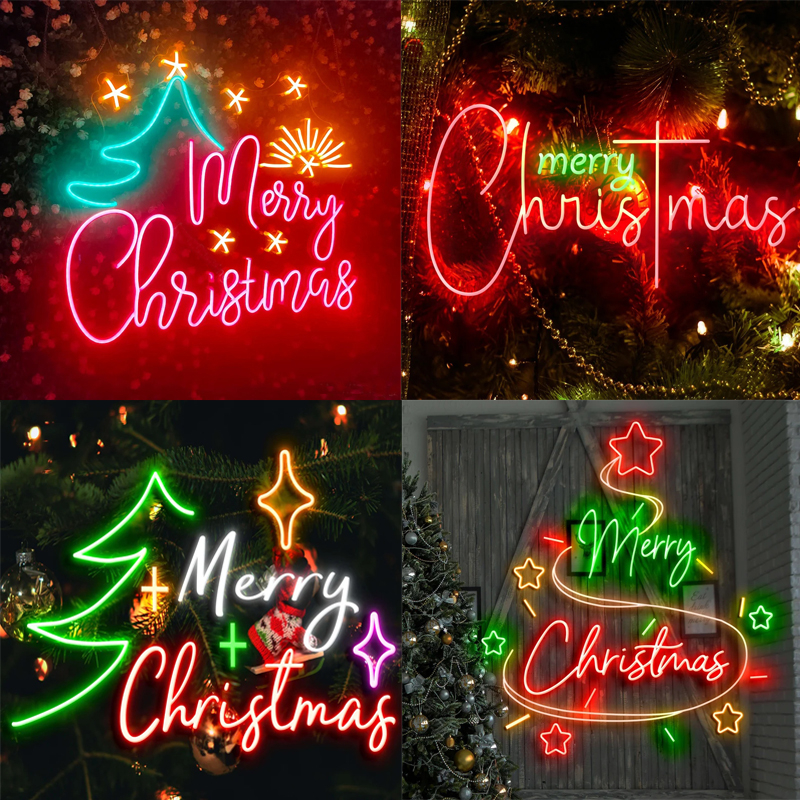 聖誕快樂霓虹燈標誌定制霓虹燈標誌霓虹燈條標誌牆壁裝飾房屋家居庭院裝飾 | 新年快樂 | 節日氣氛燈