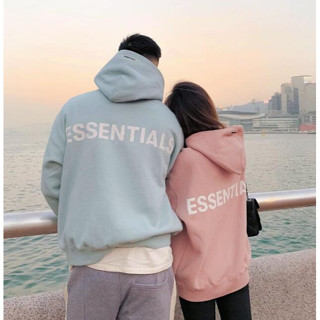 全新 Fear Of God Essentials 連帽衫反光字母印花天鵝絨連帽衫毛衣休閒中性連帽衛衣