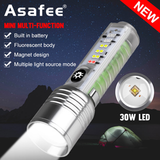 Asafee 500LM S21 30W LED+12LED 白色超亮緊湊型便攜式手電筒 520A 可伸縮變焦按壓開關多