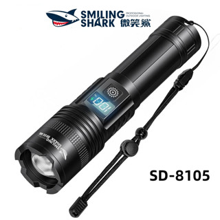 微笑鯊正品 SD8105 強光手電筒 M60 6000流明Led爆亮手電筒千米遠射帶電量顯示28650充電變焦戶外露營燈