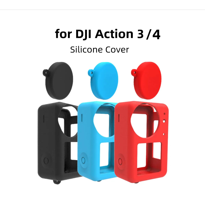 適用於 DJI action 3/DJI osmo action 4 矽膠保護套鏡頭蓋防摔罩運動相機配件