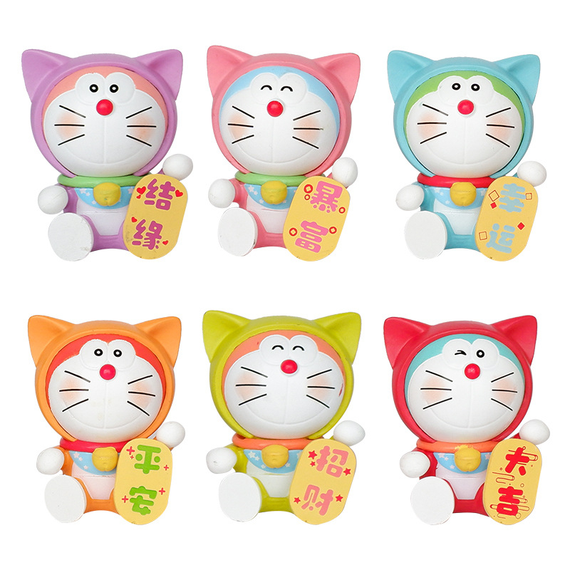 6款/套 日本動漫 哆啦A夢 叮噹貓 機器貓 Doraemon 大吉招財平安暴富幸運Q版公仔人偶模型玩具手辦擺件娃娃禮物